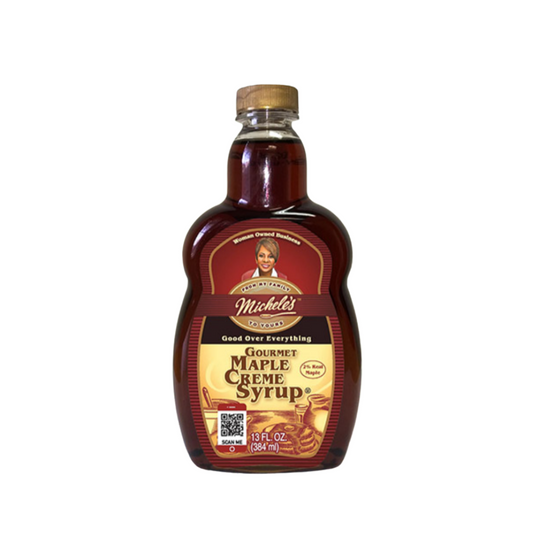 13 oz bottle Gourmet maple creme syrup with gold lid